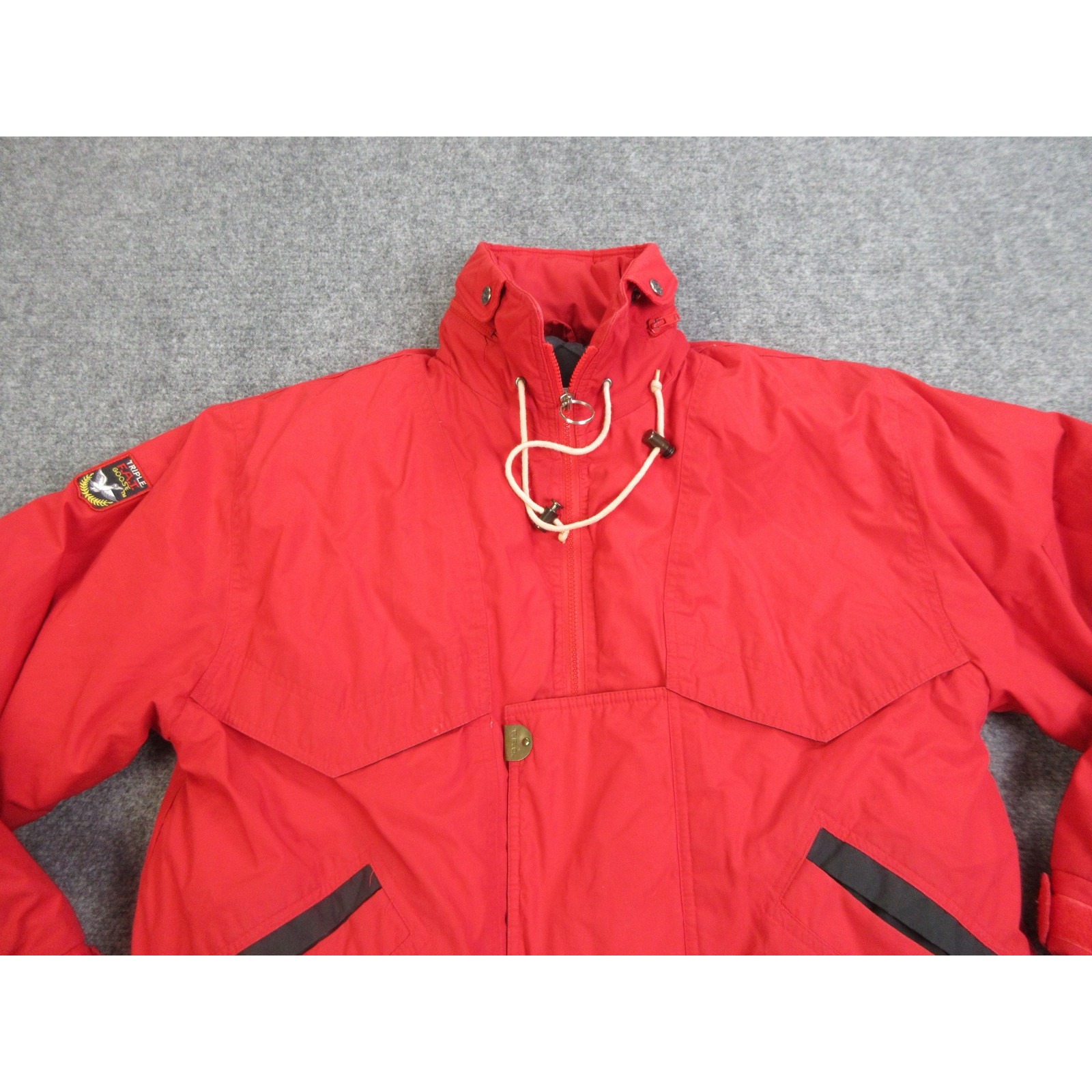 Vintage Triple F.A.T. Goose Jacket Mens Medium Red Down Puffer Bomber Hooded 90s — image 3 of 8